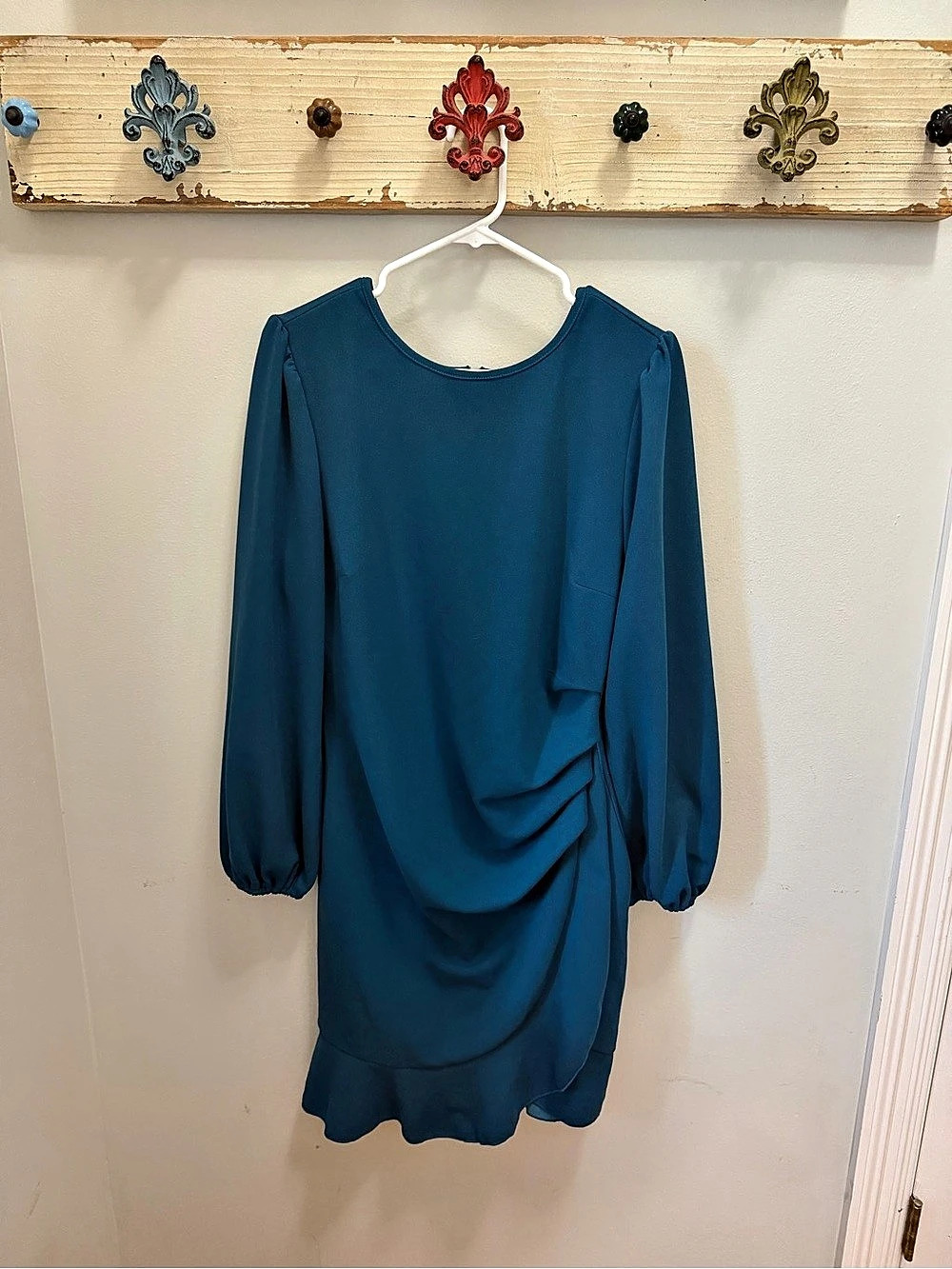 Blue Draped Mini Dress Size Large Like New